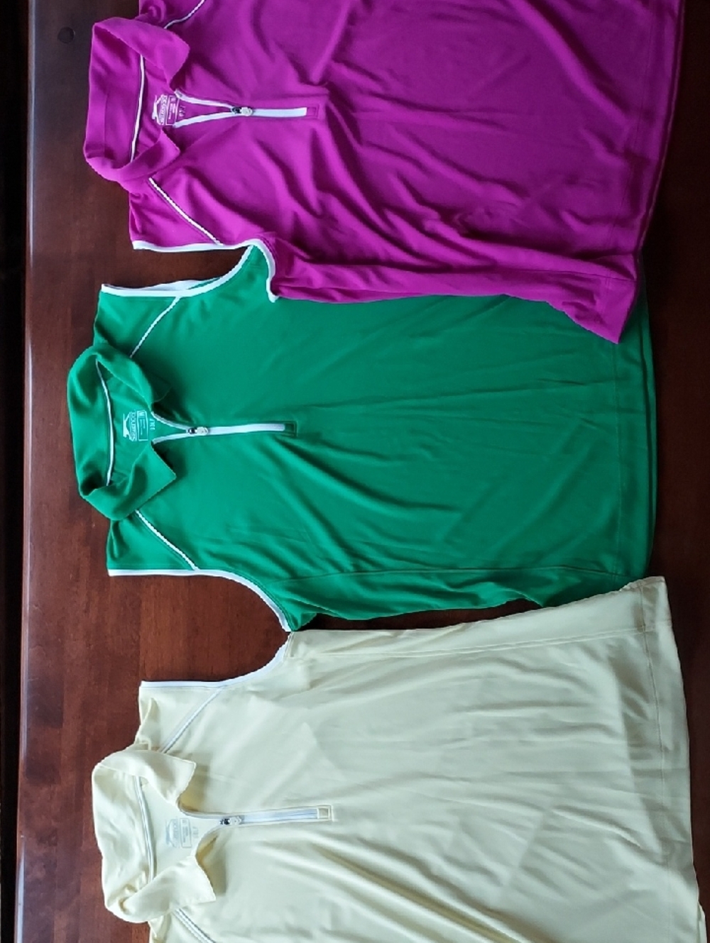 3 Slazenger Sleeveless Quarter-Zip Golf Tops - Magenta, Green, Cream